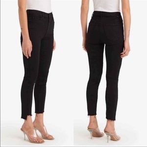 Mother Stunner Zip Ankle Step Fray Skinny Jeans Not Guilty Black Size 25